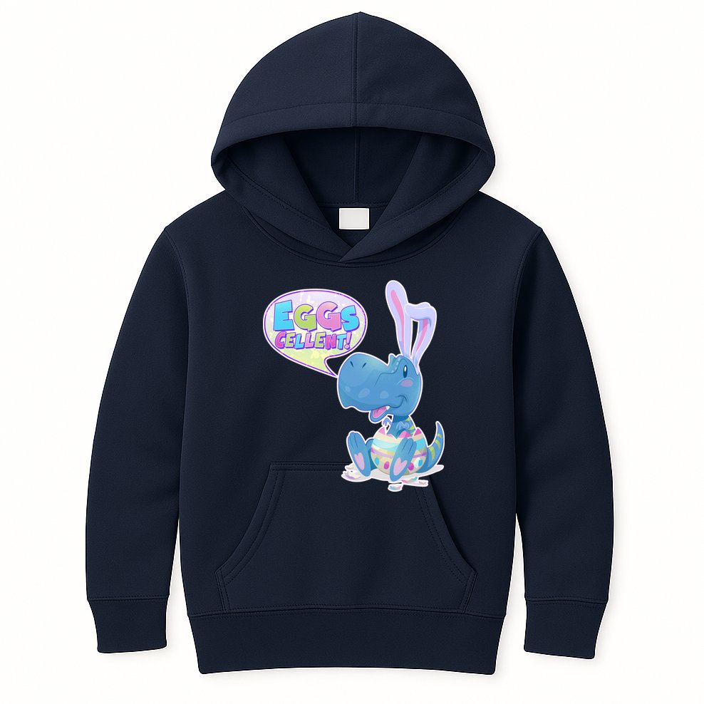 EGGS-Cellent! Cute Easter T-Rex Kids Hoodie