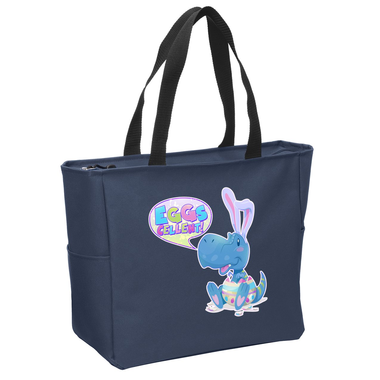 EGGS-Cellent! Cute Easter T-Rex Zip Tote Bag