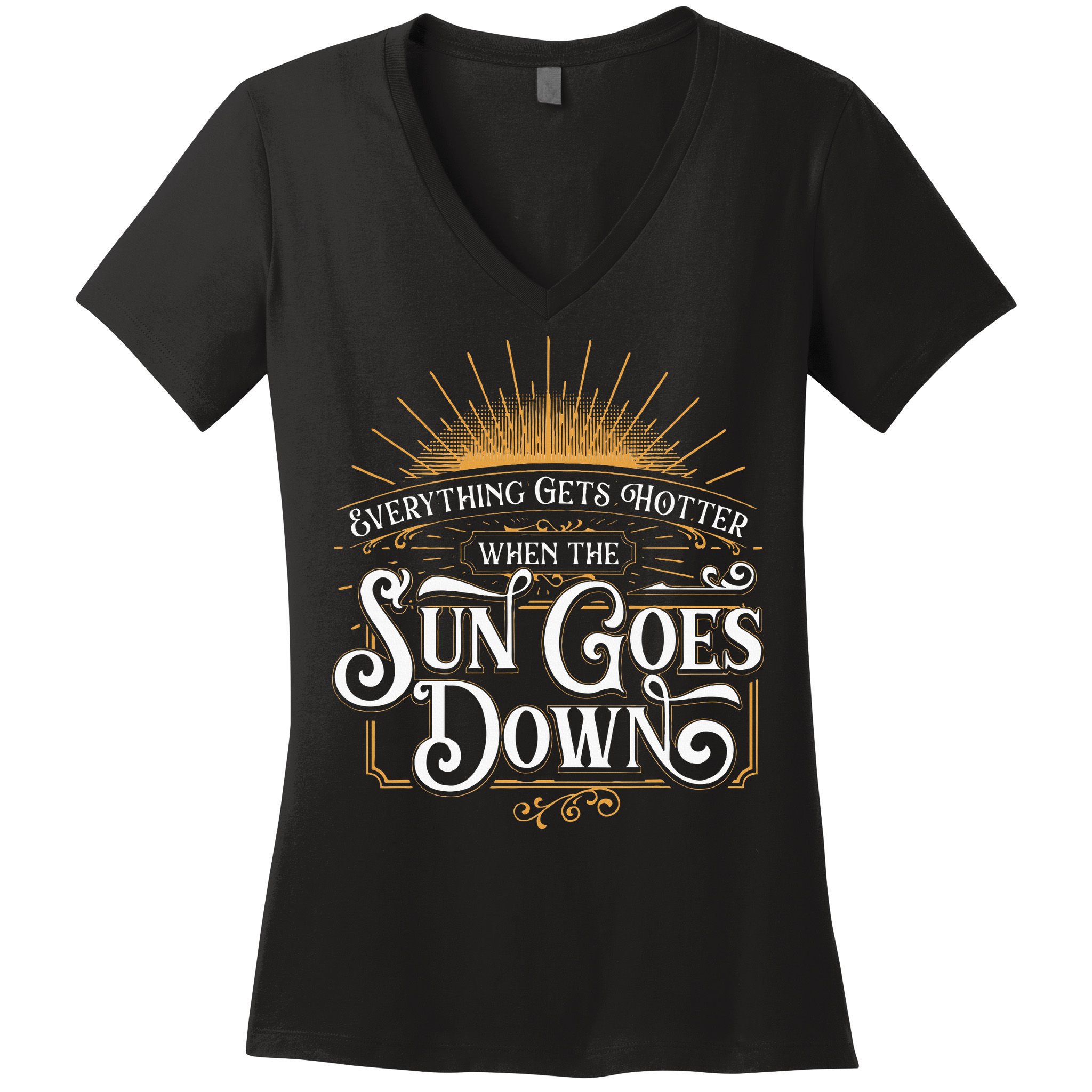 Everything Gets Hotter When The Sun Goes Down Country Music Women's V-Neck T-Shirt