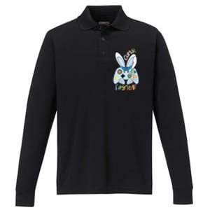 Easter Gamer Happy Easter Gamer Easter Gaming Easter Controller Performance Long Sleeve Polo