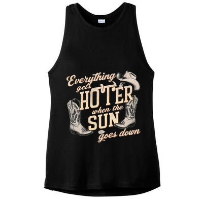 Everything Gets Hotter When The Sun Goes Down Country Music Ladies PosiCharge Tri-Blend Wicking Tank