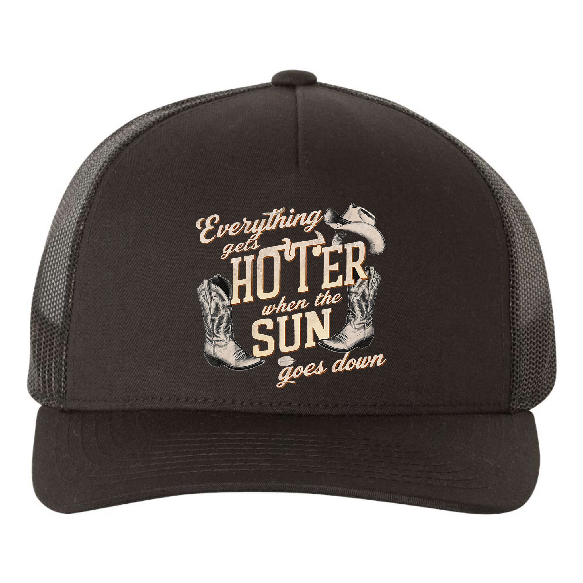 Everything Gets Hotter When The Sun Goes Down Country Music Yupoong Adult 5-Panel Trucker Hat