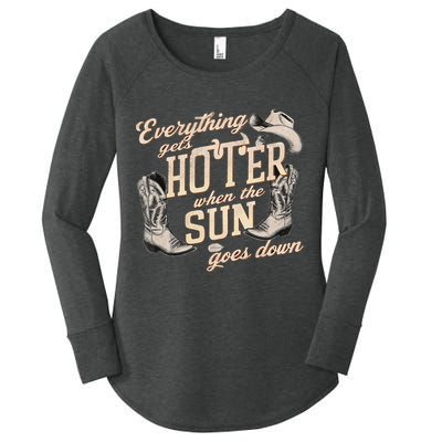Everything Gets Hotter When The Sun Goes Down Country Music Women's Perfect Tri Tunic Long Sleeve Shirt