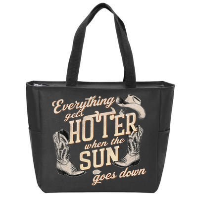 Everything Gets Hotter When The Sun Goes Down Country Music Zip Tote Bag