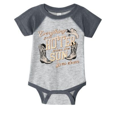Everything Gets Hotter When The Sun Goes Down Country Music Infant Baby Jersey Bodysuit