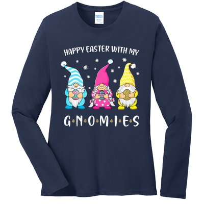 Easter Gnome Happy Easter With My Gnomies Ladies Long Sleeve Shirt