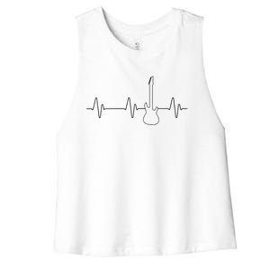 Electric Guitar Heartbeat Tee Bass Music Player Women's Racerback Cropped Tank