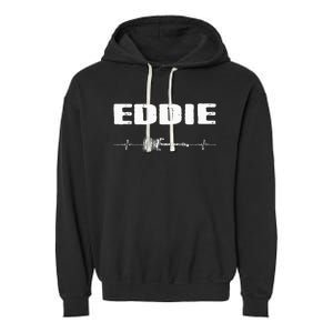 Eddie Guitar Heartbeat Music Guitarist Garment-Dyed Fleece Hoodie