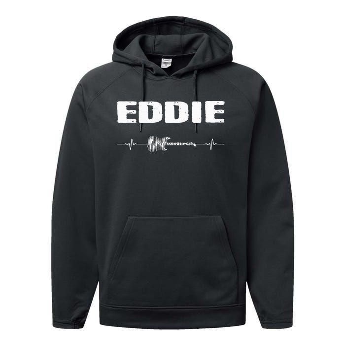 Eddie Guitar Heartbeat Music Guitarist Performance Fleece Hoodie