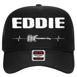 Eddie Guitar Heartbeat Music Guitarist High Crown Mesh Back Trucker Hat