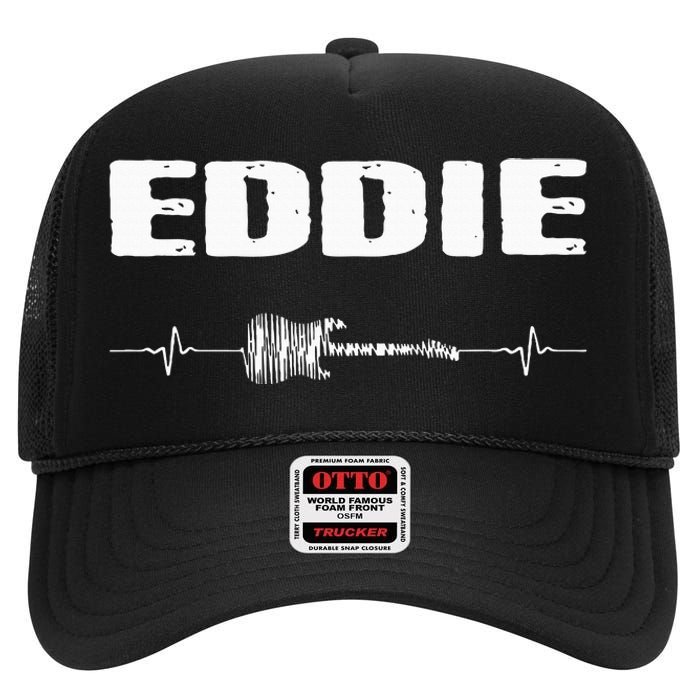 Eddie Guitar Heartbeat Music Guitarist High Crown Mesh Back Trucker Hat