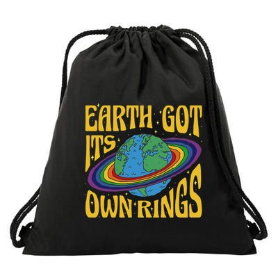 Earth Got It's Own Rings Pride Month Planet Drawstring Bag