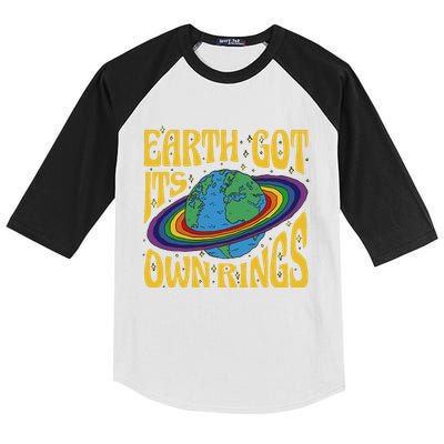 Earth Got It's Own Rings Pride Month Planet Kids Colorblock Raglan Jersey