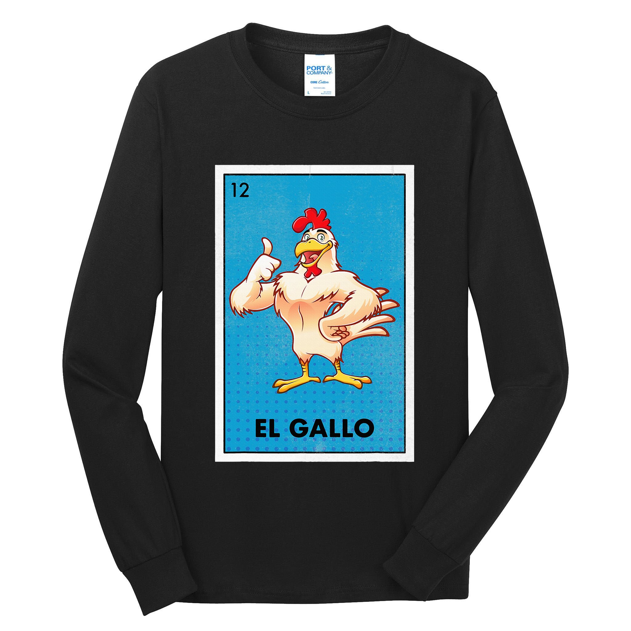 El Gallo Lottery Tradicional Vintage Rooster Tall Long Sleeve T-Shirt