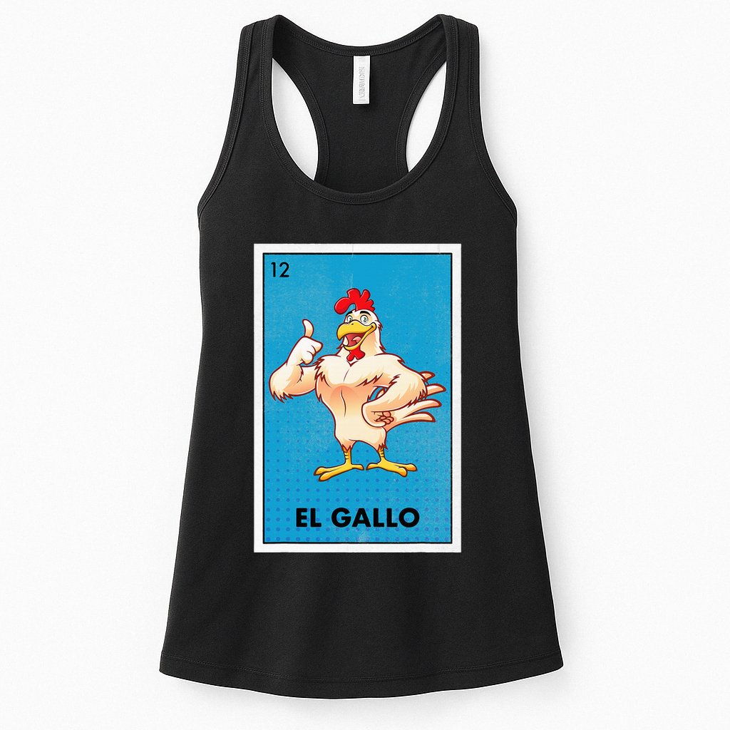 El Gallo Lottery Tradicional Vintage Rooster Womens Tank Top