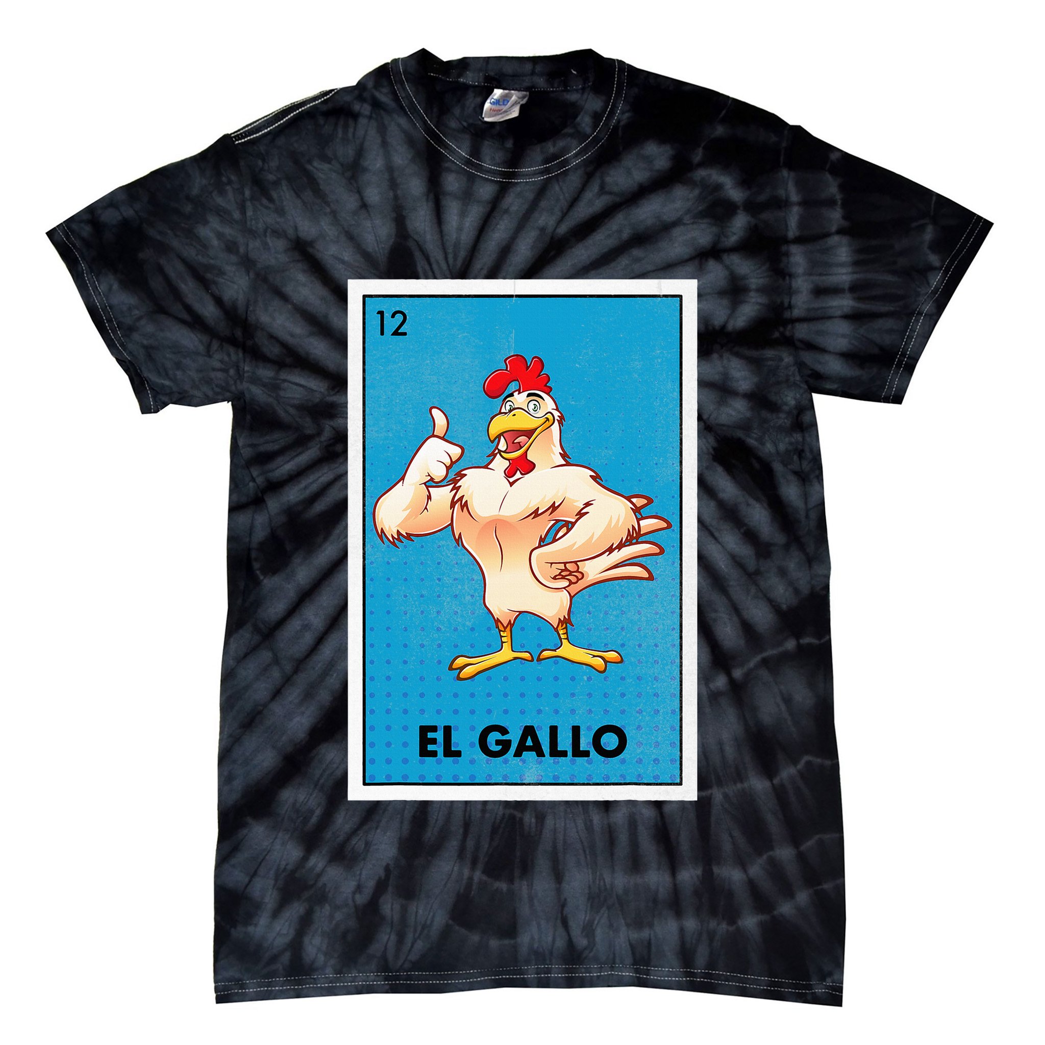 El Gallo Lottery Tradicional Vintage Rooster Tie-Dye T-Shirt