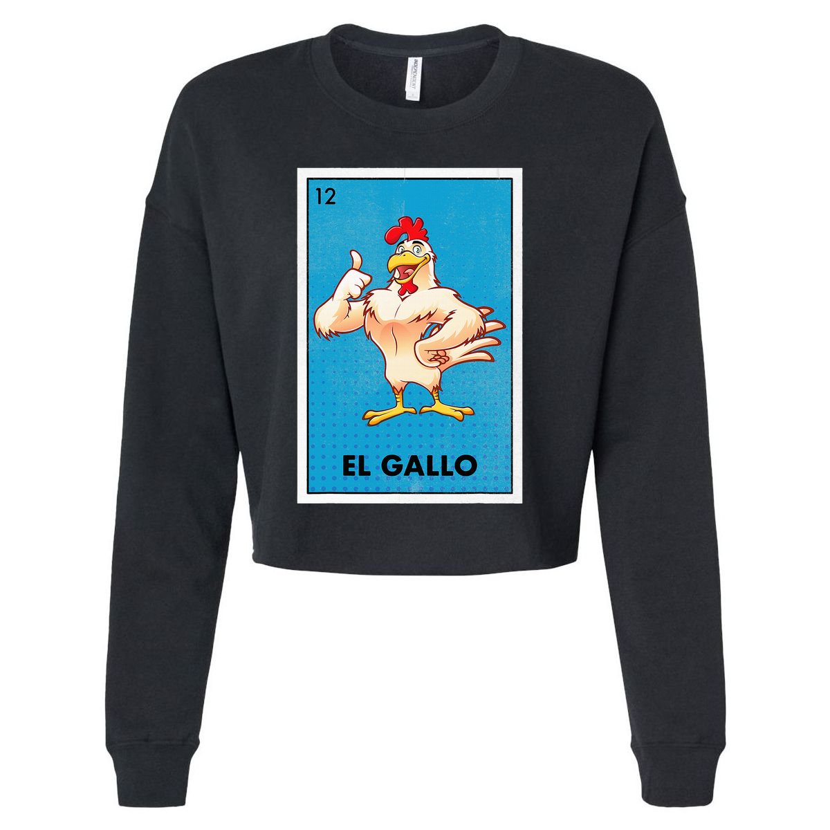 El Gallo Lottery Tradicional Vintage Rooster Cropped Pullover Crew