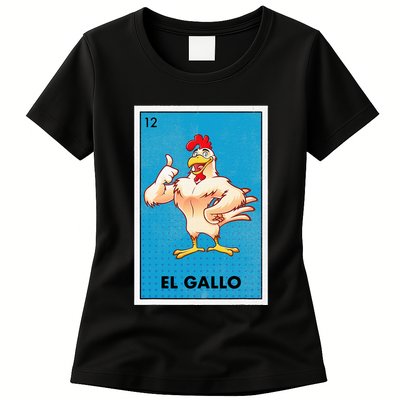 El Gallo Lottery Tradicional Vintage Rooster Womens T-Shirt