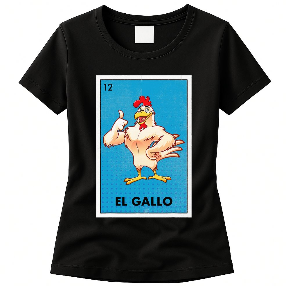 El Gallo Lottery Tradicional Vintage Rooster Womens T-Shirt