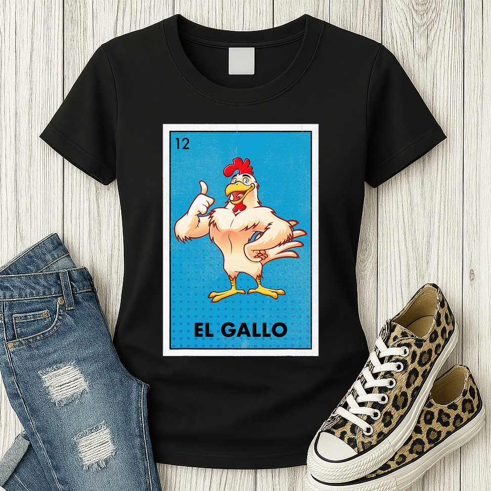 El Gallo Lottery Tradicional Vintage Rooster Womens T-Shirt