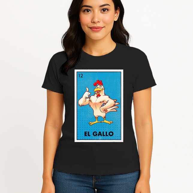 El Gallo Lottery Tradicional Vintage Rooster Womens T-Shirt
