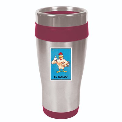 El Gallo Lottery Tradicional Vintage Rooster 16oz Travel Tumbler