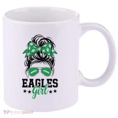 Eagles Girl Messy Bun 11oz C Handle Ceramic Mug