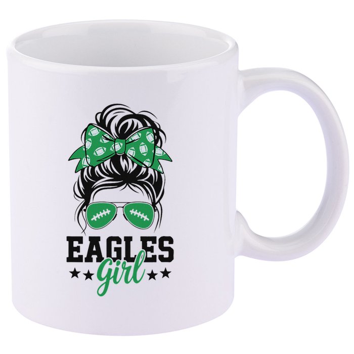 Eagles Girl Messy Bun 11oz C Handle Ceramic Mug