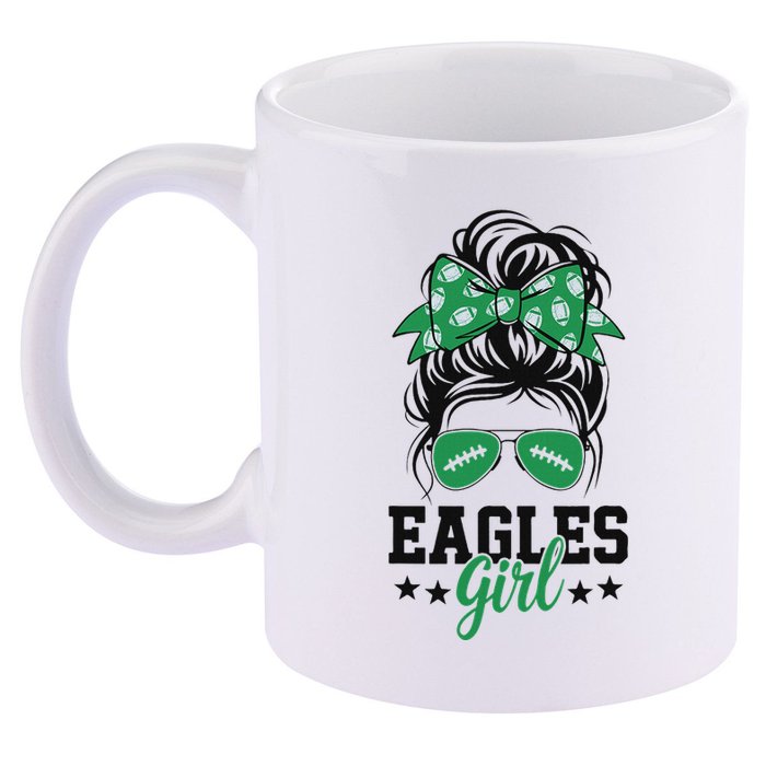 Eagles Girl Messy Bun 11oz C Handle Ceramic Mug
