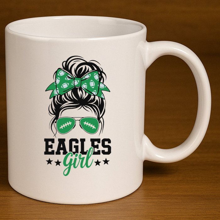 Eagles Girl Messy Bun 11oz C Handle Ceramic Mug