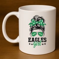 Eagles Girl Messy Bun 11oz C Handle Ceramic Mug