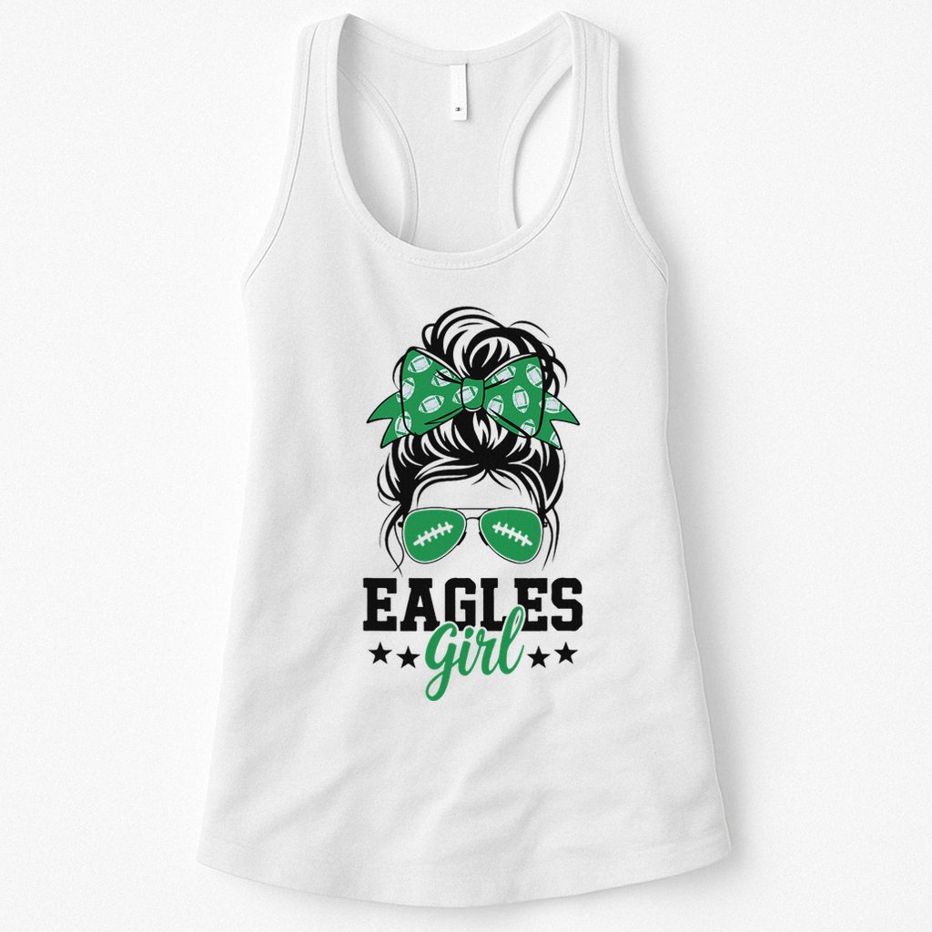 Eagles Girl Messy Bun Womens Tank Top