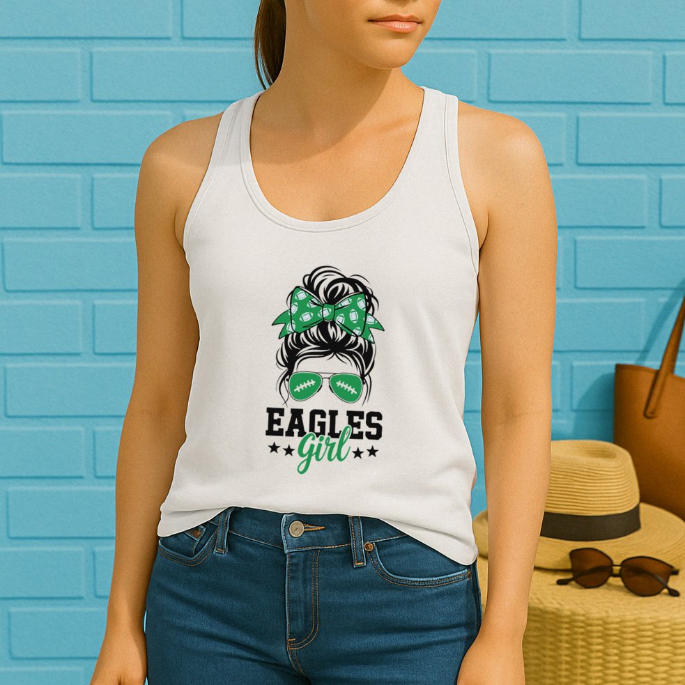 Eagles Girl Messy Bun Womens Tank Top