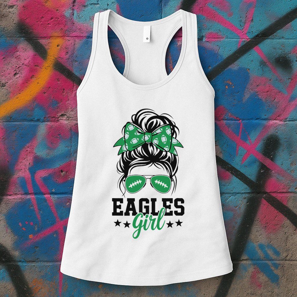 Eagles Girl Messy Bun Womens Tank Top