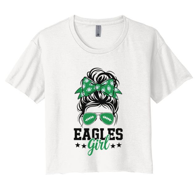 Eagles Girl Messy Bun Crop Top
