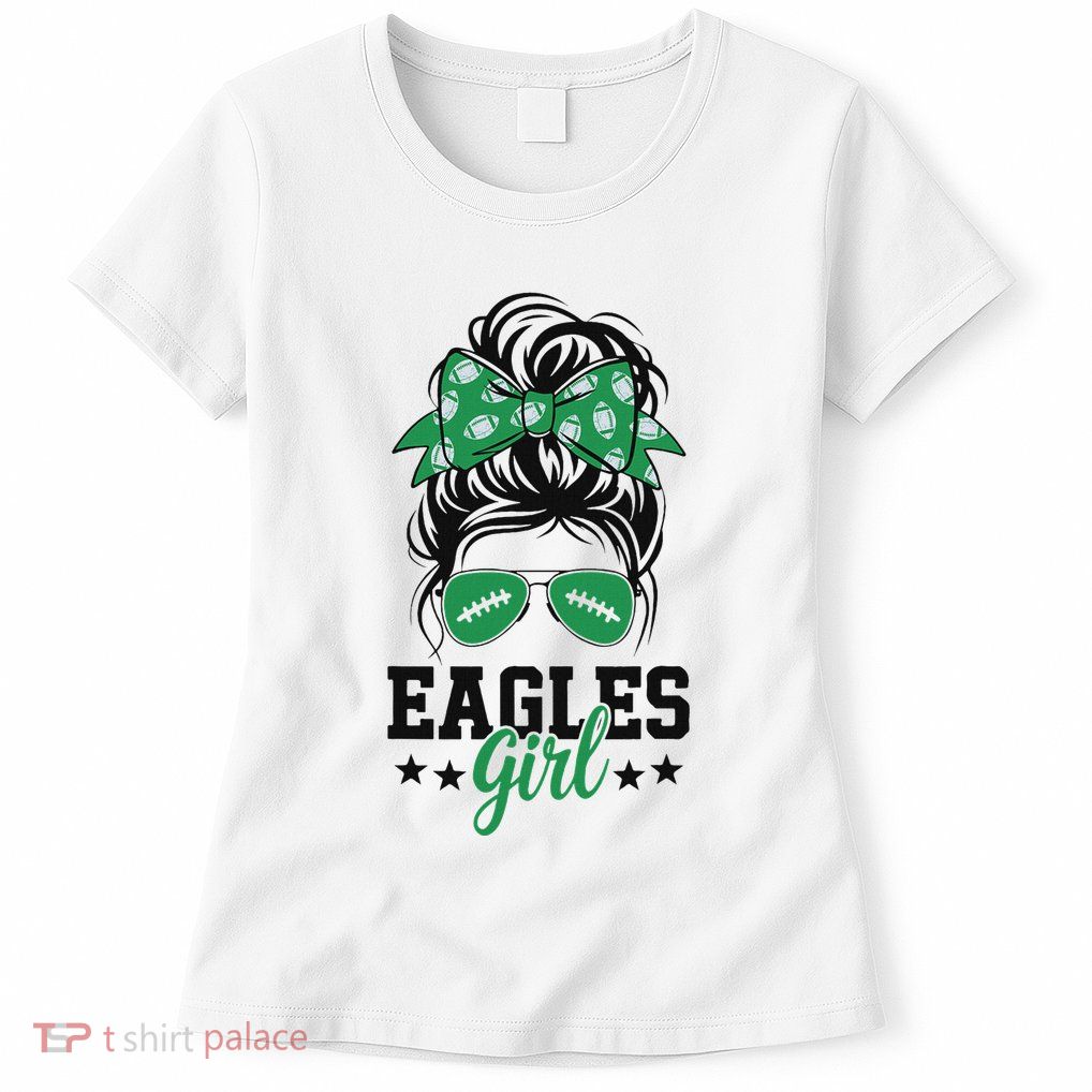Eagles Girl Messy Bun Womens T-Shirt