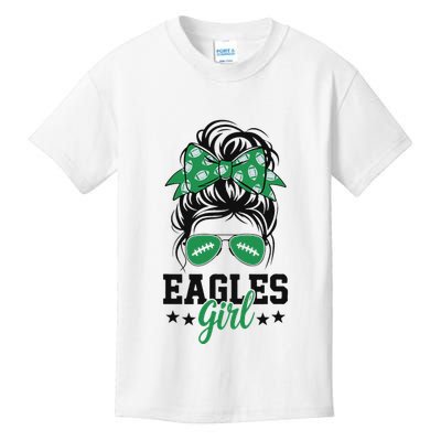 Eagles Girl Messy Bun Kids T-Shirt