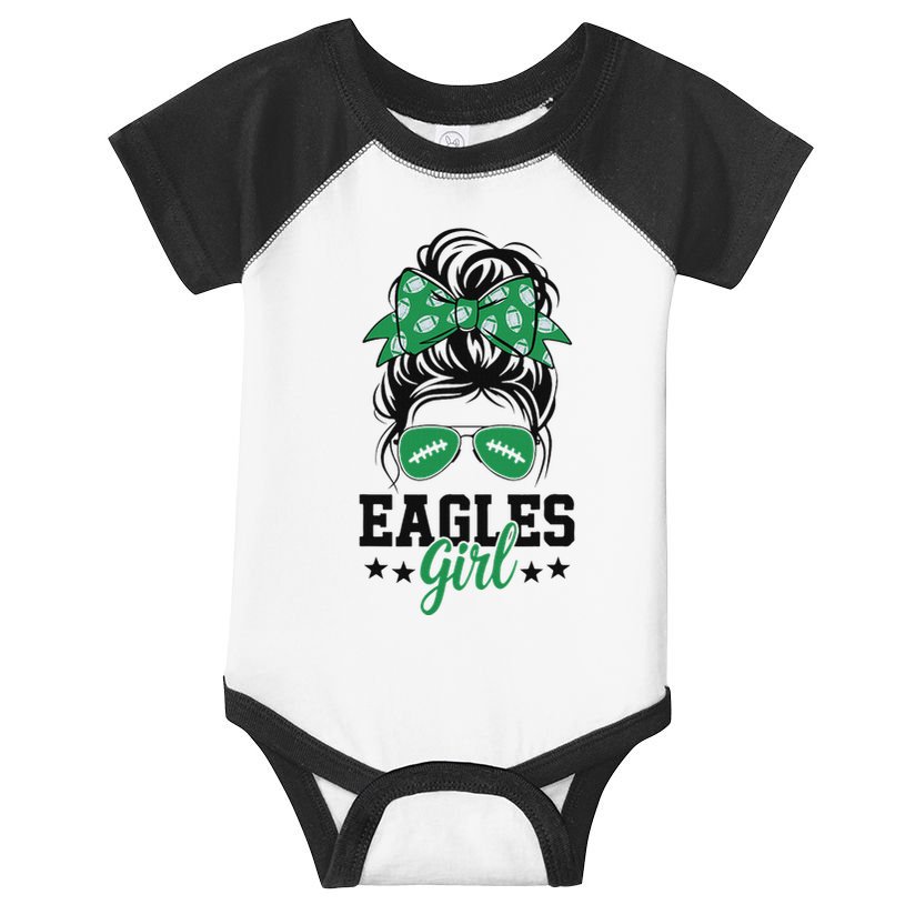 Eagles Girl Messy Bun Infant Baby Jersey Bodysuit