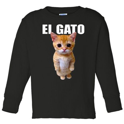 El Gato Meme Sad Crying Cat Munchkin Kitty Meme Trendy Toddler Long Sleeve Shirt