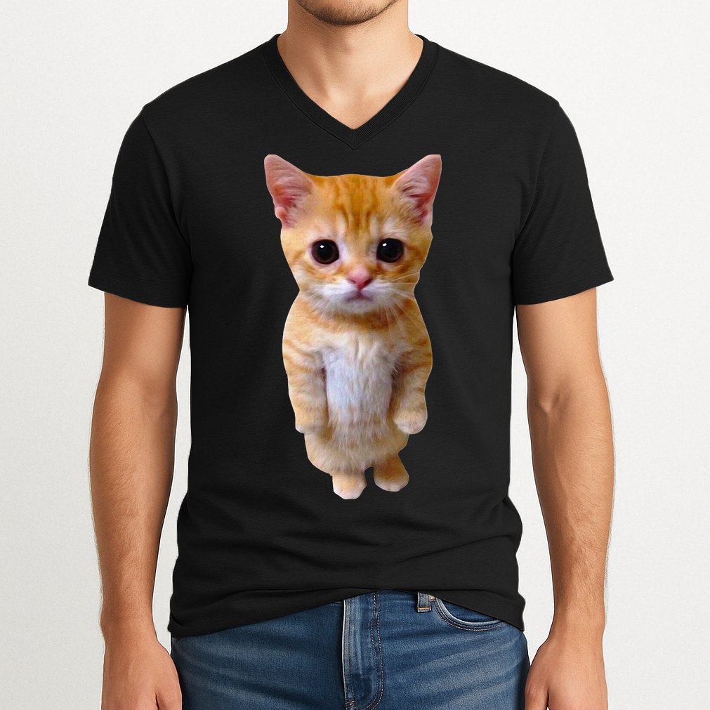 El Gato Meme Sad Crying Cat Munchkin Kitty Meme Trendy V-Neck T-Shirt