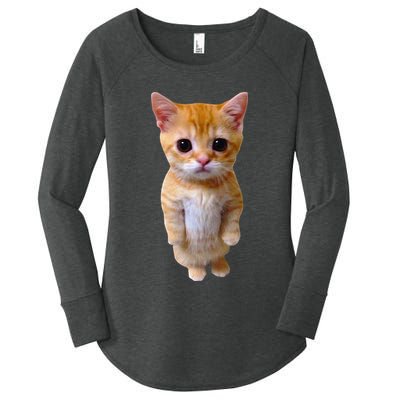 El Gato Meme Sad Crying Cat Munchkin Kitty Meme Trendy Women's Perfect Tri Tunic Long Sleeve Shirt