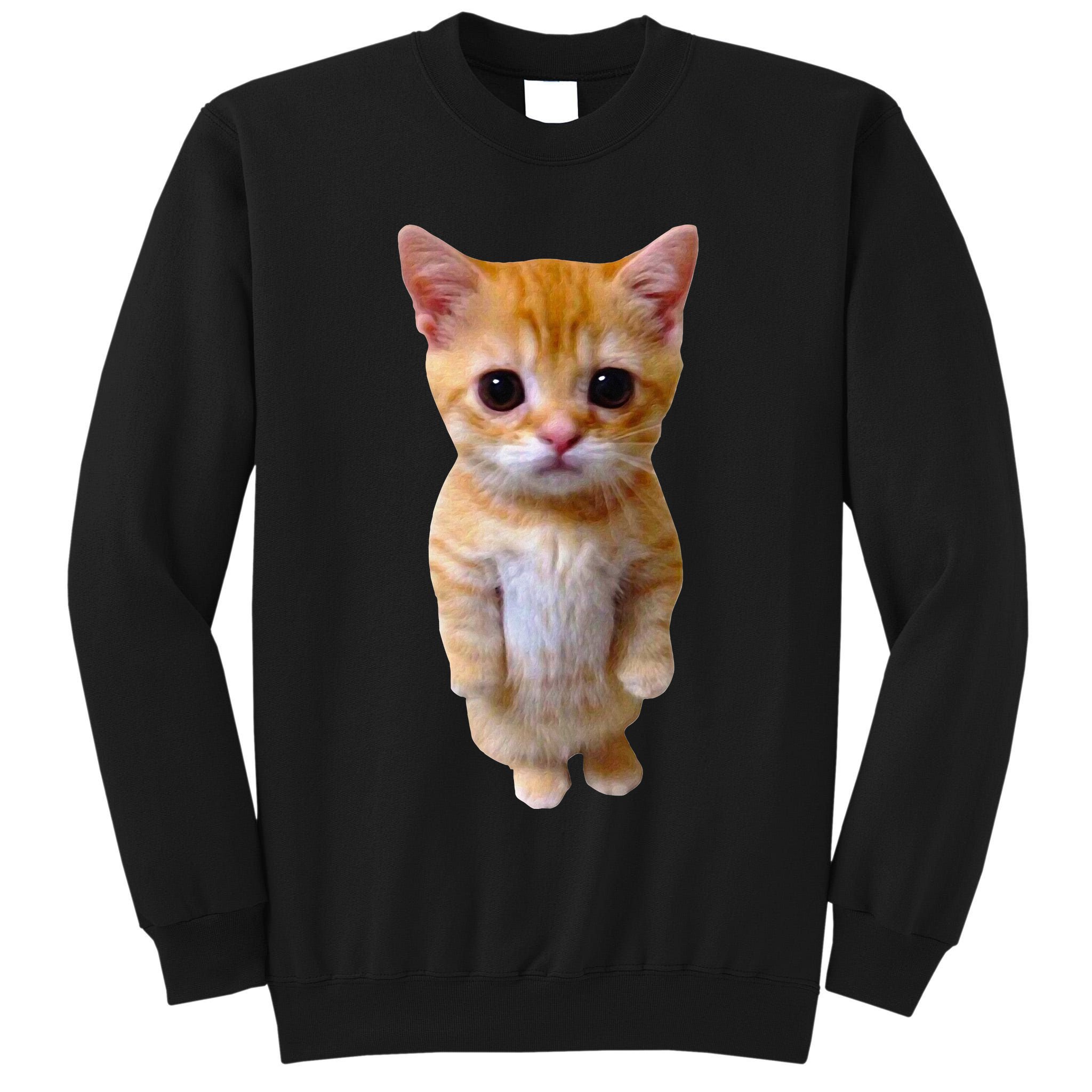El Gato Meme Sad Crying Cat Munchkin Kitty Meme Trendy Tall Sweatshirt