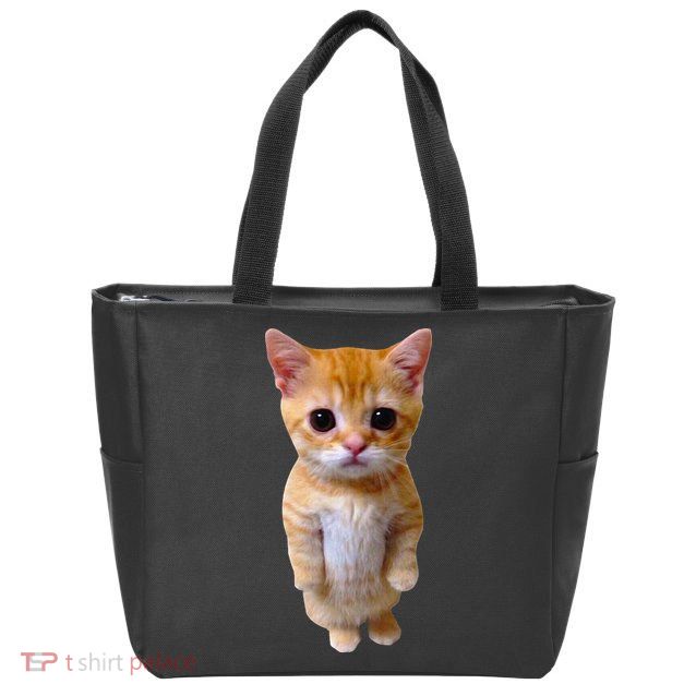 El Gato Meme Sad Crying Cat Munchkin Kitty Meme Trendy Zip Tote Bag