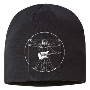 Electric Guitar Musician Gift Da Vinci Drawing Sustainable Beanie