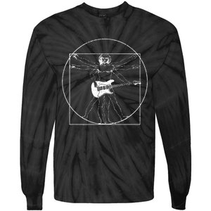 Electric Guitar Musician Gift Da Vinci Drawing Tie-Dye Long Sleeve Shirt