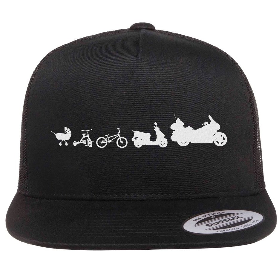 Evolution Goldwing Motorcycle Gift For Motorcyclist Biker Flat Bill Trucker Hat