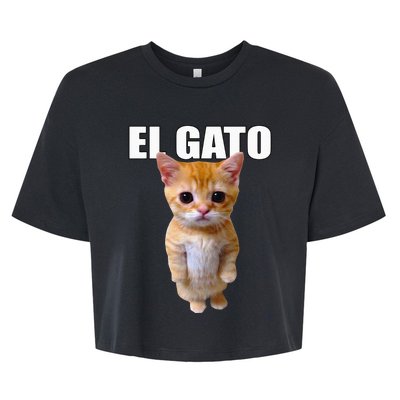 El Gato Meme Sad Crying Cat Munchkin Kitty Meme Trendy Bella+Canvas Jersey Crop Tee