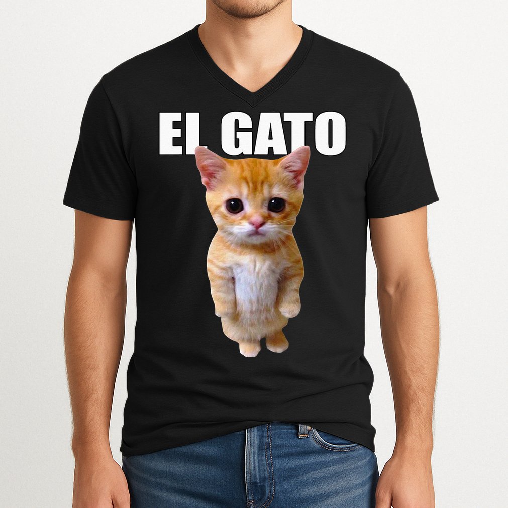 El Gato Meme Sad Crying Cat Munchkin Kitty Meme Trendy V-Neck T-Shirt