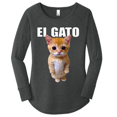 El Gato Meme Sad Crying Cat Munchkin Kitty Meme Trendy Women's Perfect Tri Tunic Long Sleeve Shirt