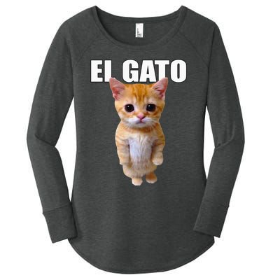 El Gato Meme Sad Crying Cat Munchkin Kitty Meme Trendy Women's Perfect Tri Tunic Long Sleeve Shirt